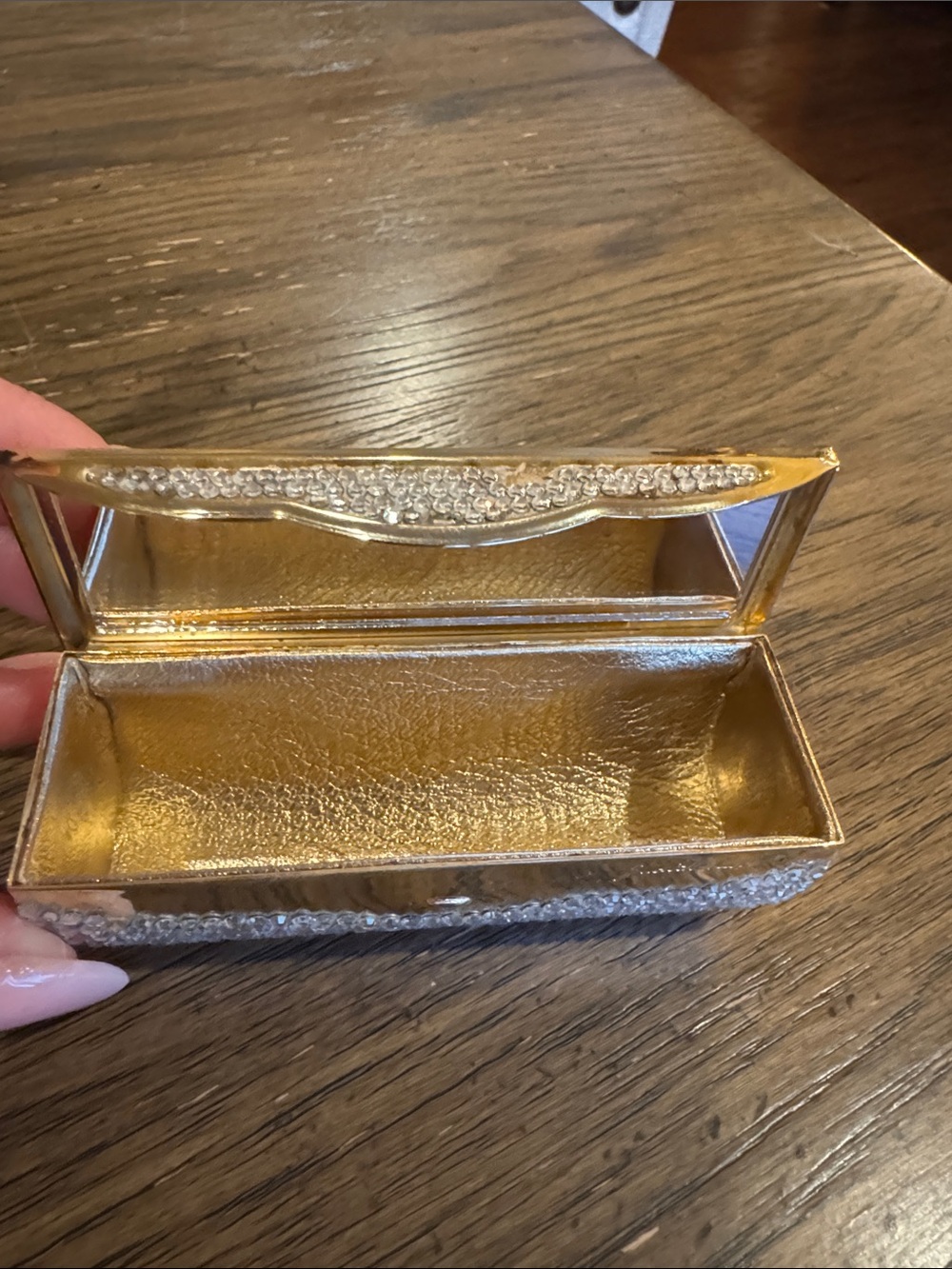 Judith Leiber Crystal Embellished Gold lipstick holder - Picture 3 of 10